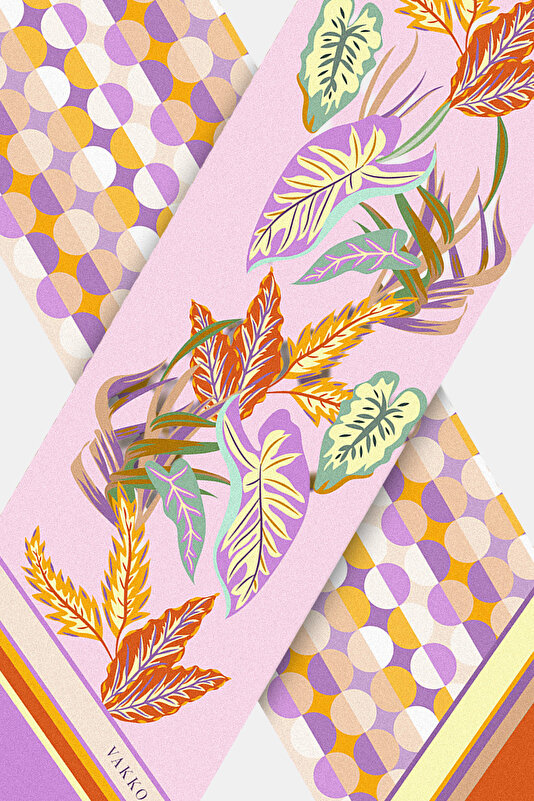 FUCHSIA FLORAL PATTERN TWILL FOULARD 3