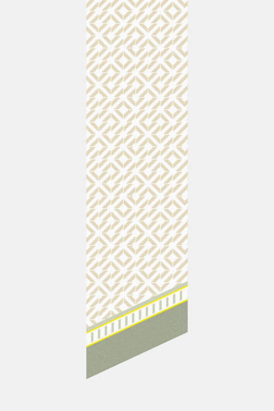 AÇIK YEŞİL GEOMETRİK DESENLİ TWILL İPEK FULAR 2
