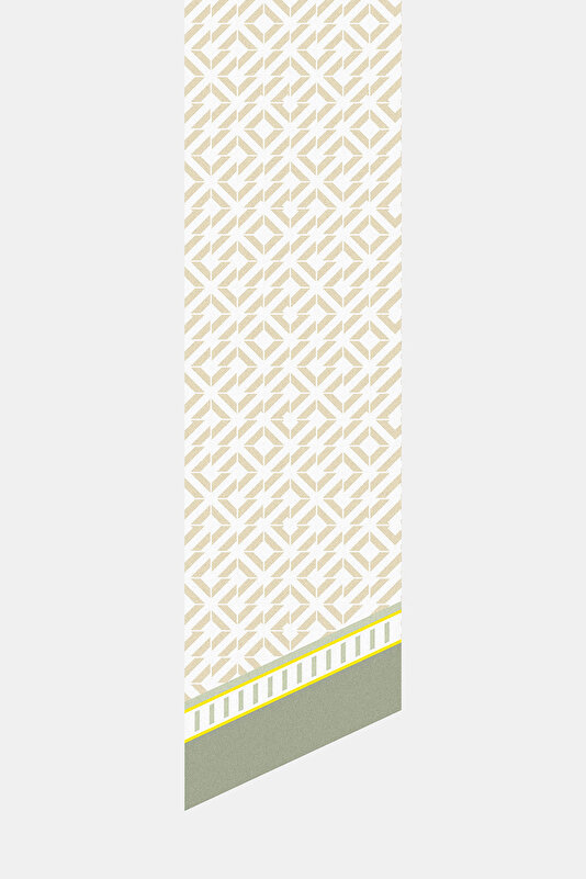 LIGHT BEIGE GEOMETRIC DESIGN TWILL FOULARD 2