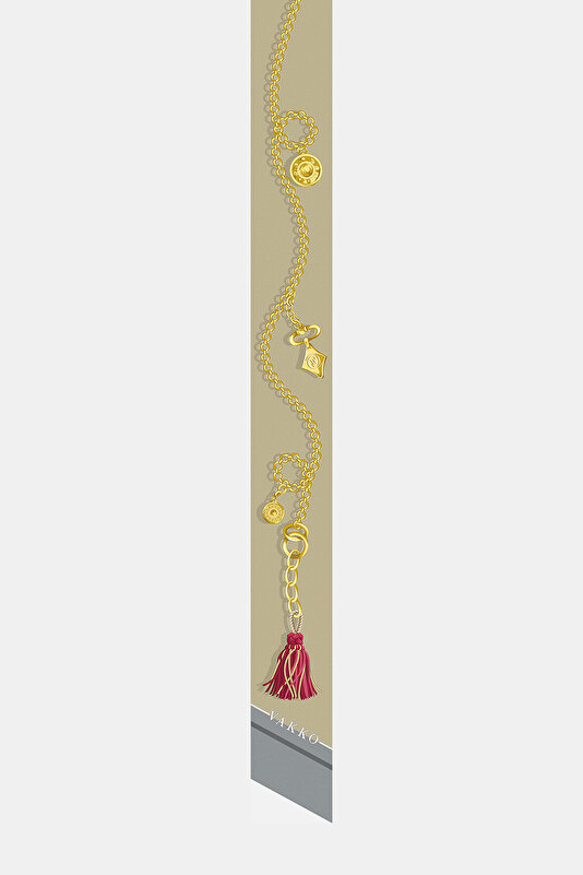 SILVER OBJECT DESIGN TWILL FOULARD
