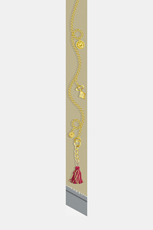 SILVER OBJECT DESIGN TWILL FOULARD