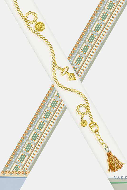 LIGHT GREEN OBJECT DESIGN TWILL FOULARD 3