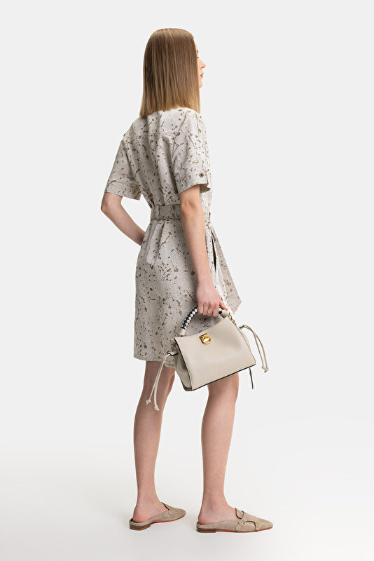 MINK SHORT SLEEVE BELOW THE KNEE DRESS 2