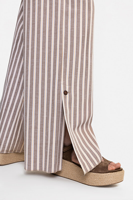 ORANGE STRIPED STRAIGHT CUT TROUSERS 4