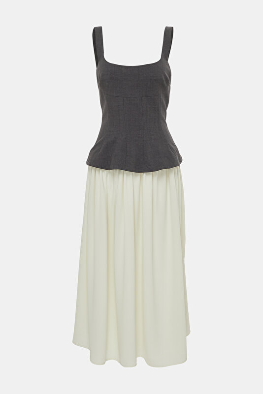 CREAM MIDI DRESS