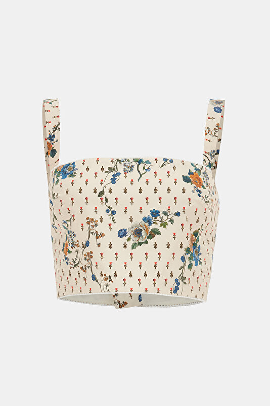 MULTICOLOR FLORAL PATTERN SLEEVELESS SUSPENDER BLOUSE