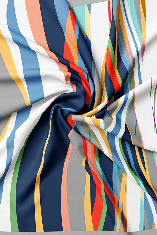 AÇIK GRİ GEOMETRİK DESENLİ TWILL İPEK EŞARP 2