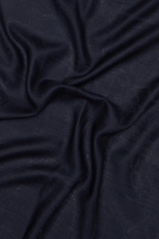 NAVY BLUE OBJECT DESIGN CASHMERE SHAWL 2