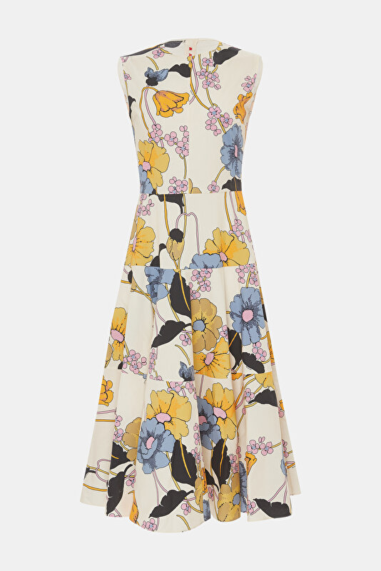 MULTICOLOR FLORAL PATTERN MIDI DRESS