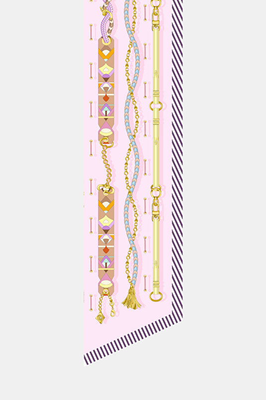 FUCHSIA OBJECT DESIGN TWILL FOULARD 2