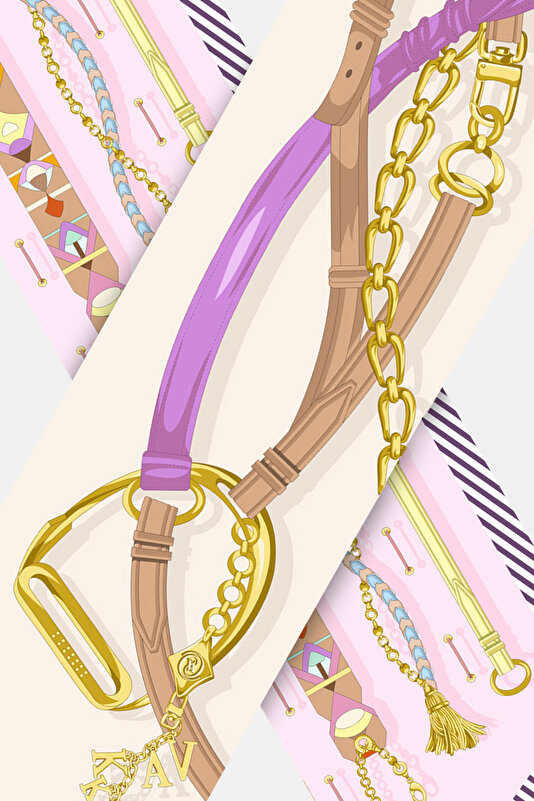 FUCHSIA OBJECT DESIGN TWILL FOULARD 3