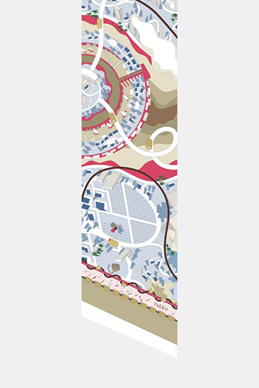 DARK BEIGE OBJECT DESIGN TWILL FOULARD