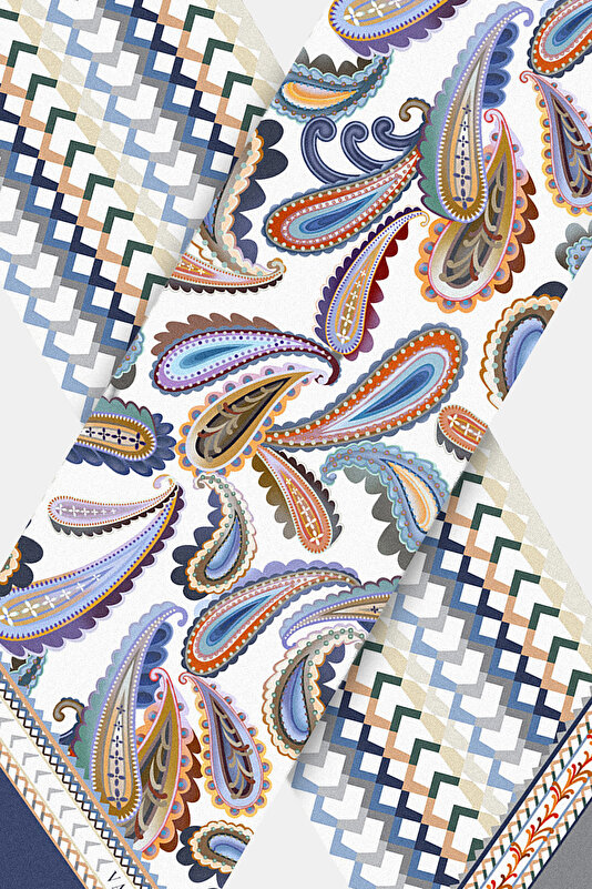 SALMON PAISLEY PATTERNED TWILL FOULARD 3