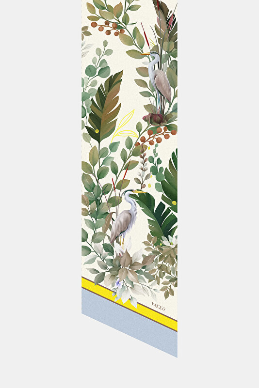 LIGHT GREEN FLORAL PATTERN TWILL FOULARD