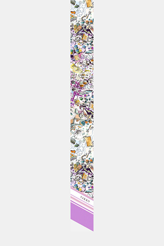 LIGHT PINK OBJECT DESIGN TWILL FOULARD