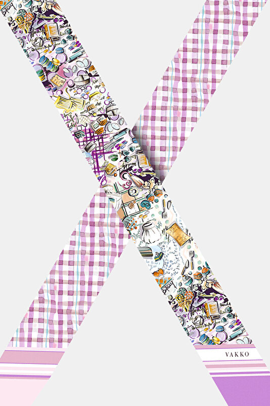 LIGHT PINK OBJECT DESIGN TWILL FOULARD 3