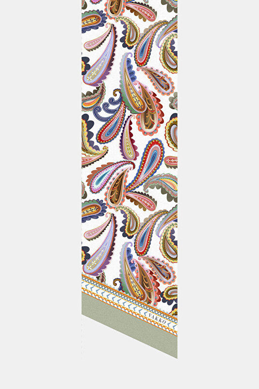 ORANGE PAISLEY PATTERNED TWILL FOULARD