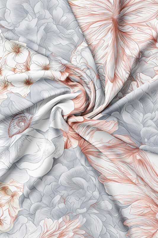 ORANGE FLORAL PATTERN TWILL SCARF 2