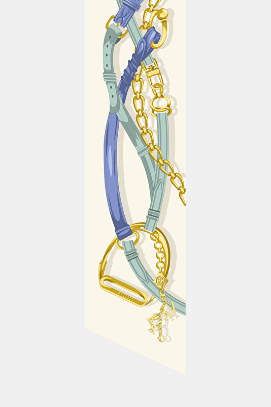 BLUE OBJECT DESIGN TWILL FOULARD