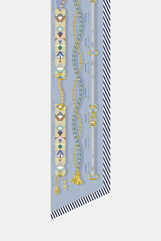 BLUE OBJECT DESIGN TWILL FOULARD 2