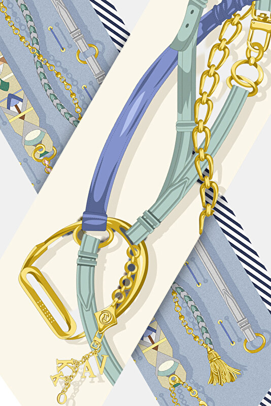 BLUE OBJECT DESIGN TWILL FOULARD 3