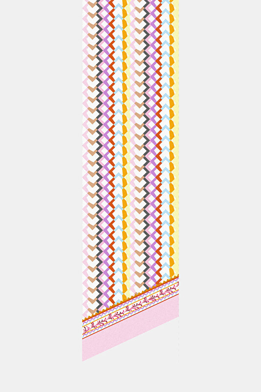 LIGHT PINK PAISLEY PATTERNED TWILL FOULARD 2
