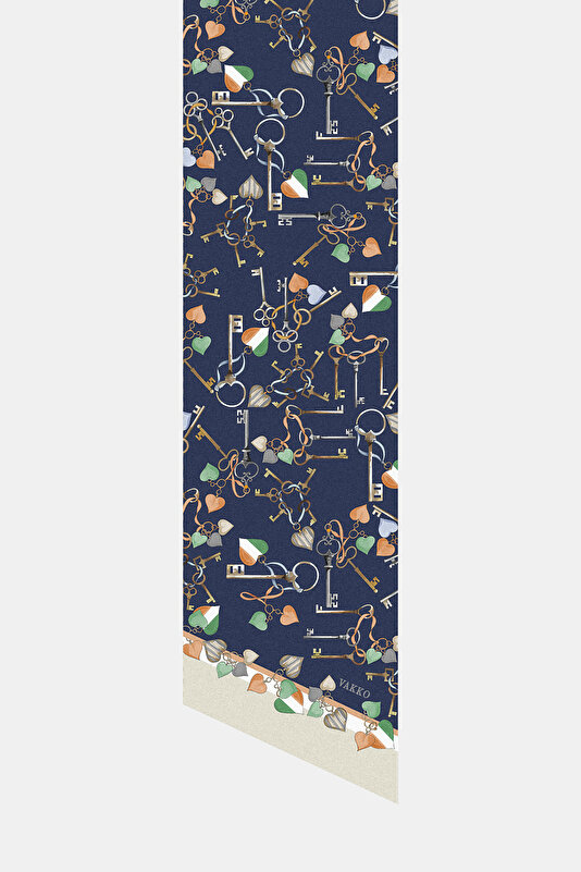 ECRU OBJECT DESIGN TWILL FOULARD