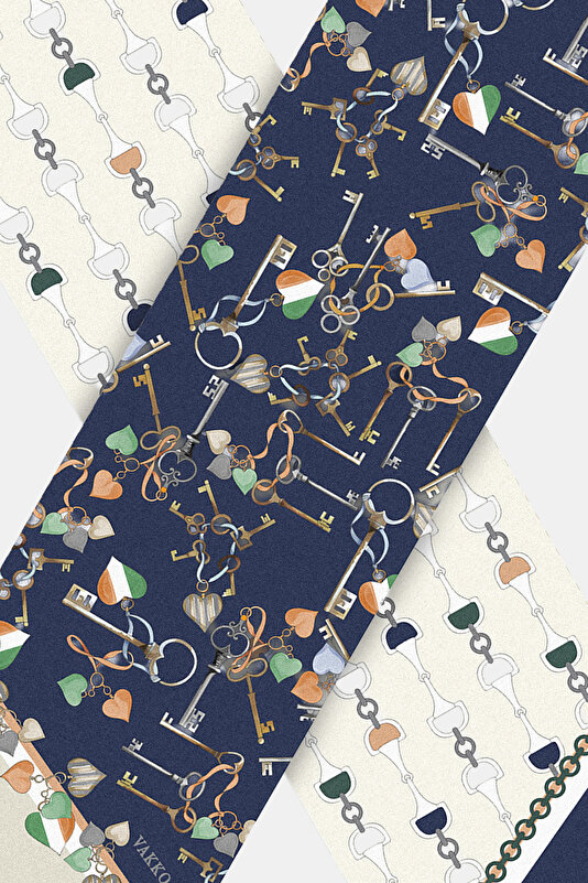 ECRU OBJECT DESIGN TWILL FOULARD 3