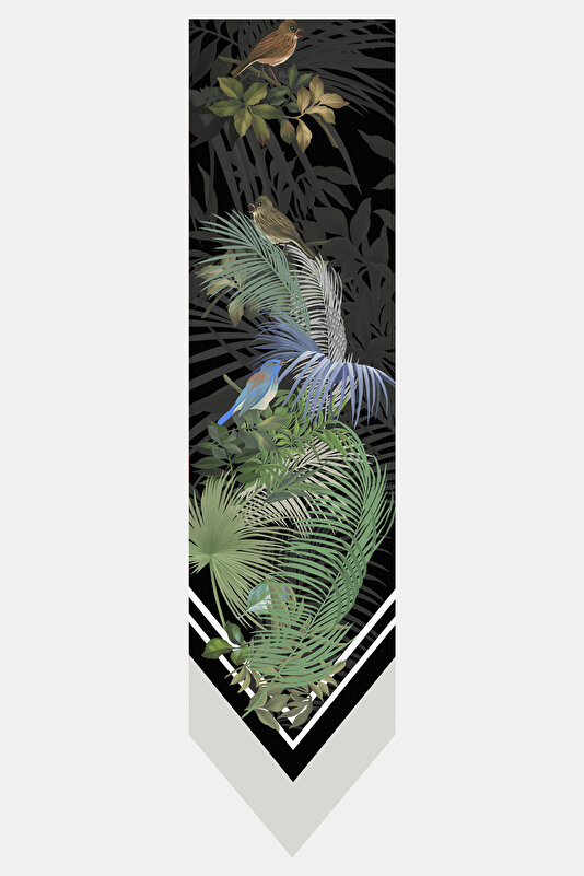SILVER FLORAL PATTERN TWILL FOULARD 2
