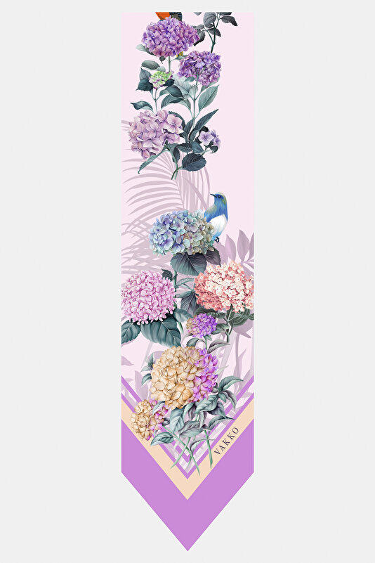 FUCHSIA FLORAL PATTERN TWILL FOULARD