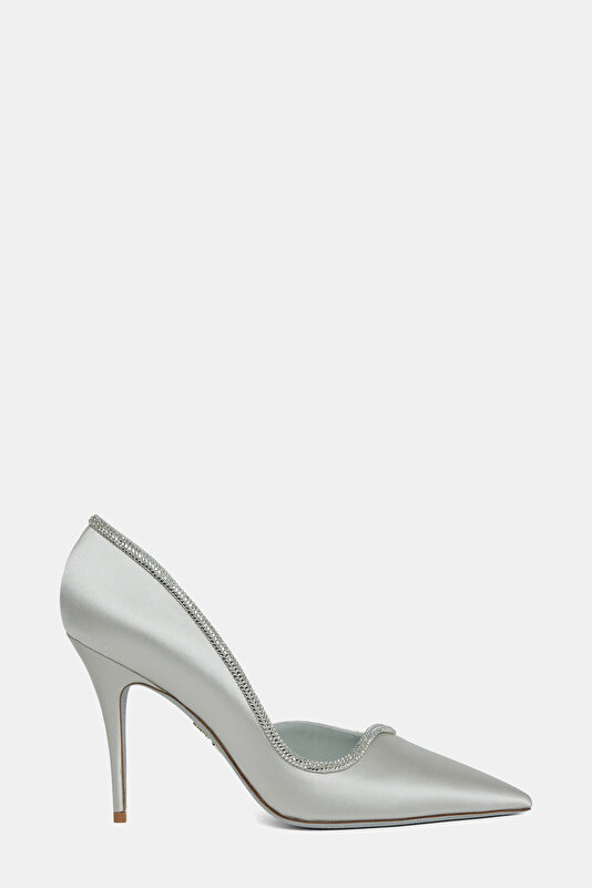 SILVER SATIN SHOES
