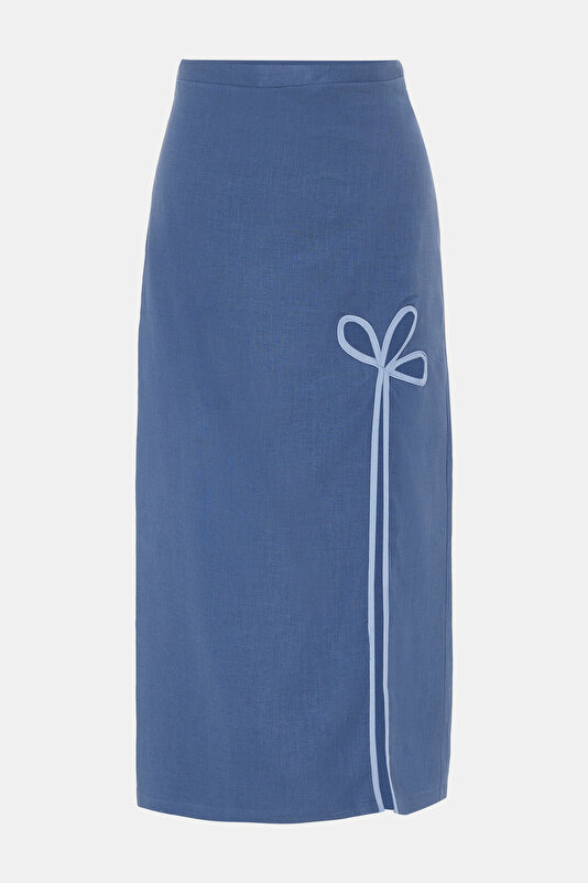 LIGHT BLUE DESIGN FILLED SKIRT