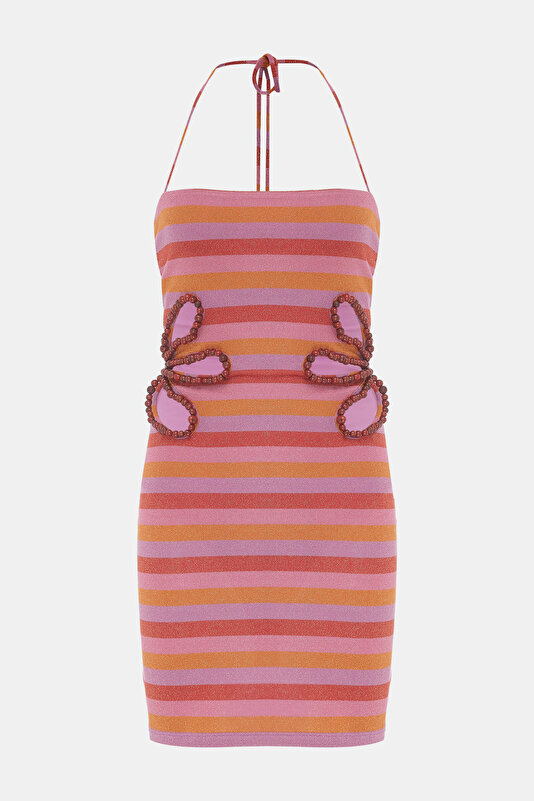 MULTICOLOR DESIGN FILLED MINI DRESS