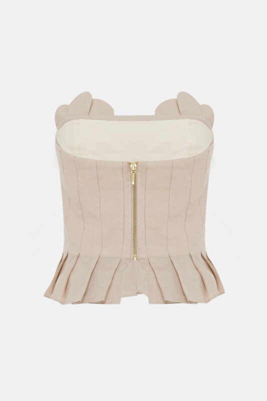 LIGHT CREAM SLEEVELESS SUSPENDER BLOUSE 2