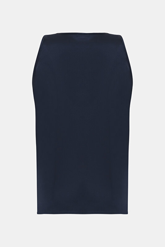 NAVY BLUE BASIC / ROUND NECKLINE SLEEVELESS BLOUSE 2