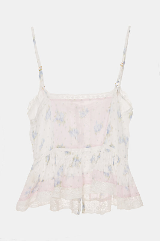MULTICOLOR DESIGN FILLED SLEEVELESS SUSPENDER BLOUSE 2