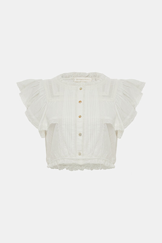 WHITE SLEEVELESS BLOUSE