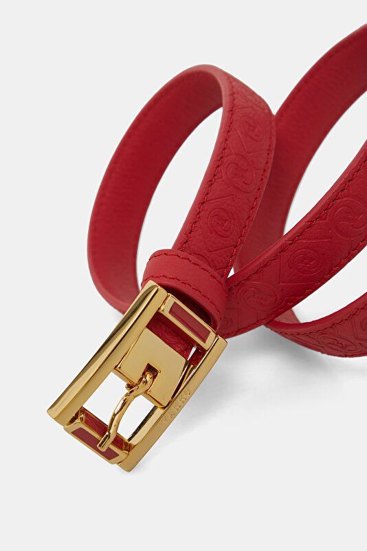 RED MONOGRAM LEATHER BELT 3