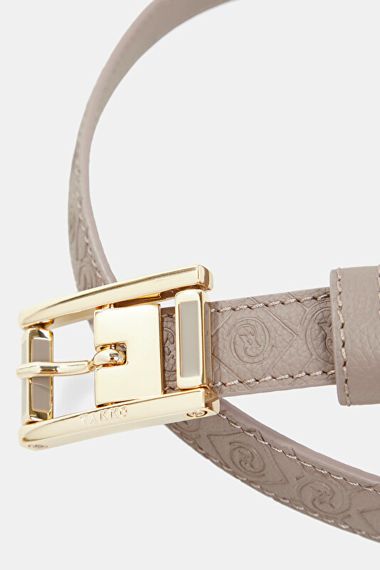 MINK MONOGRAM LEATHER BELT 3