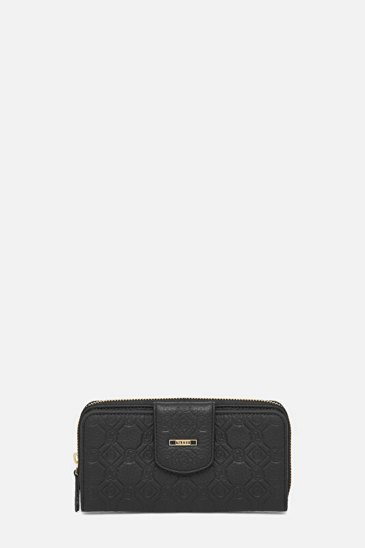 BLACK MONOGRAM LEATHER WALLET