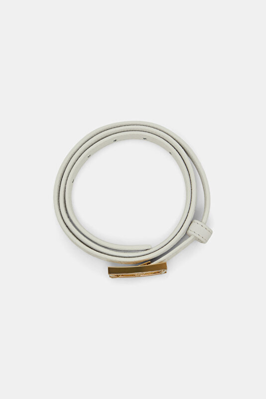 WHITE MONOGRAM LEATHER BELT 2