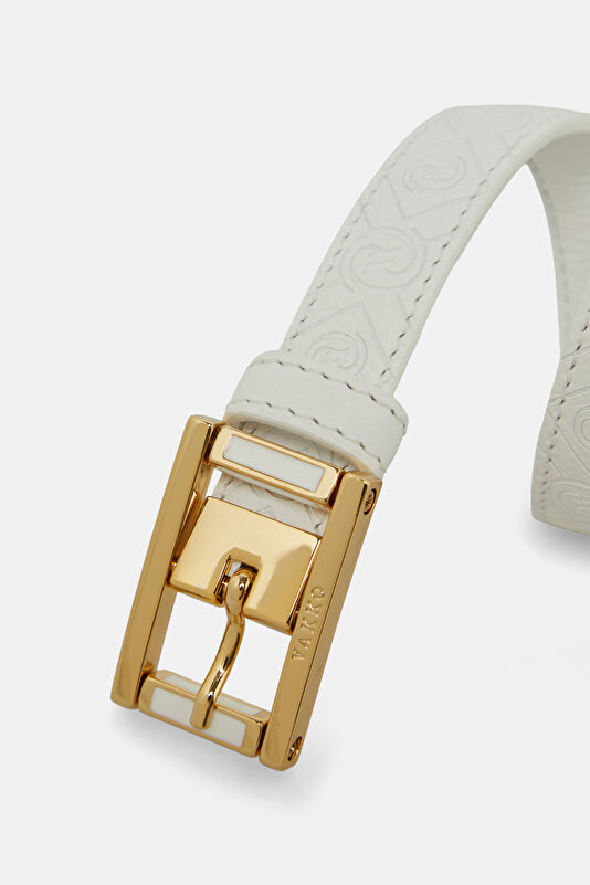 WHITE MONOGRAM LEATHER BELT 3