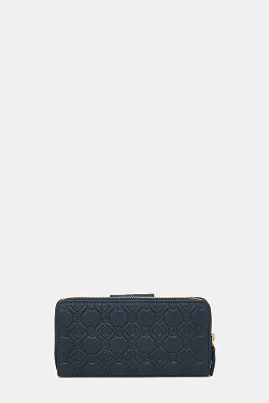 NAVY BLUE MONOGRAM LEATHER WALLET 3