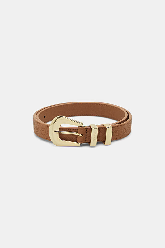 TAN MONOGRAM LEATHER BELT
