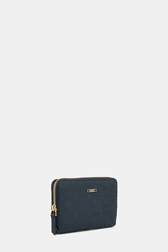 NAVY BLUE MONOGRAM LEATHER WALLET 2
