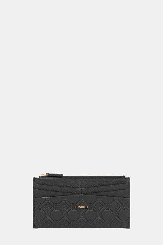 BLACK MONOGRAM LEATHER WALLET