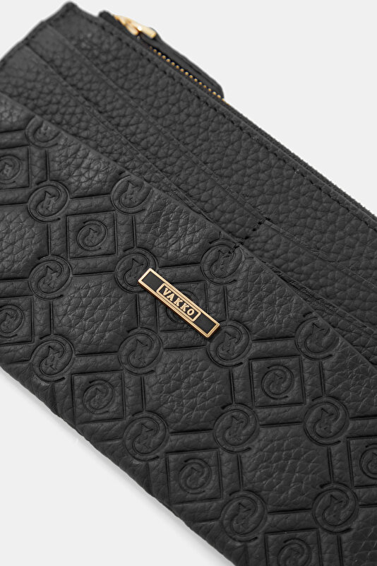BLACK MONOGRAM LEATHER WALLET 4