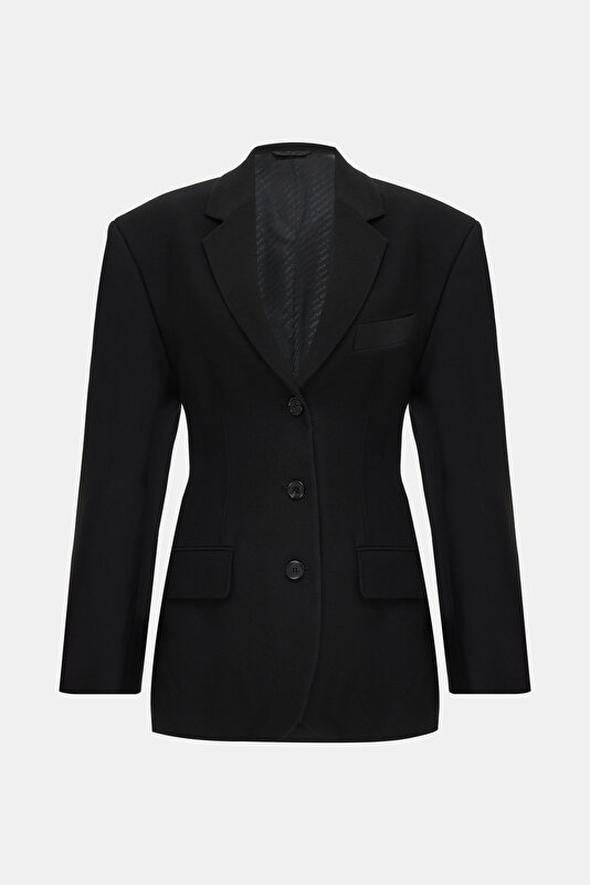 BLACK BUTTONED JACKET