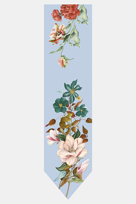 LIGHT BLUE FLORAL PATTERN TWILL FOULARD 2