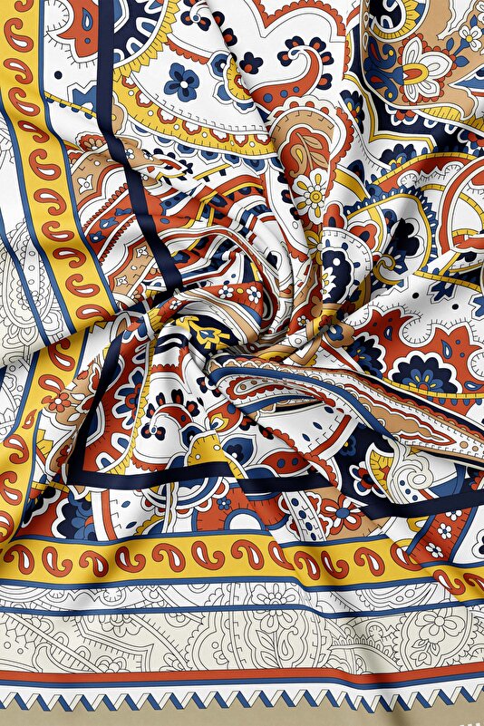 NAVY BLUE PAISLEY PATTERNED CASHMERE/SILK SHAWL 2